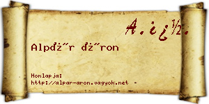 Alpár Áron névjegykártya