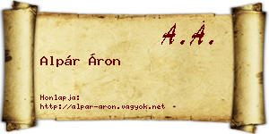 Alpár Áron névjegykártya